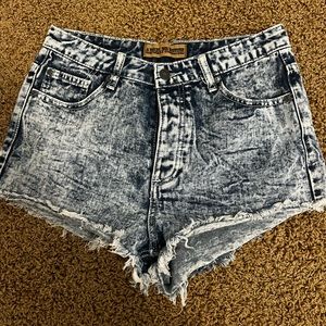Angel Premium High-Waisted (Distressed, Acid Wash, Fringe) Jean Shorts